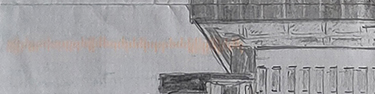 Small detail of pencil drawing of office block
